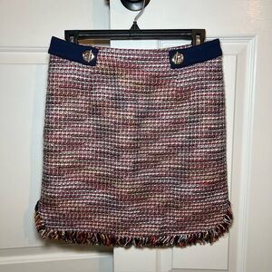 Laundry By Shelli Segal Los Angeles Tweed Fringed Mini Skirt